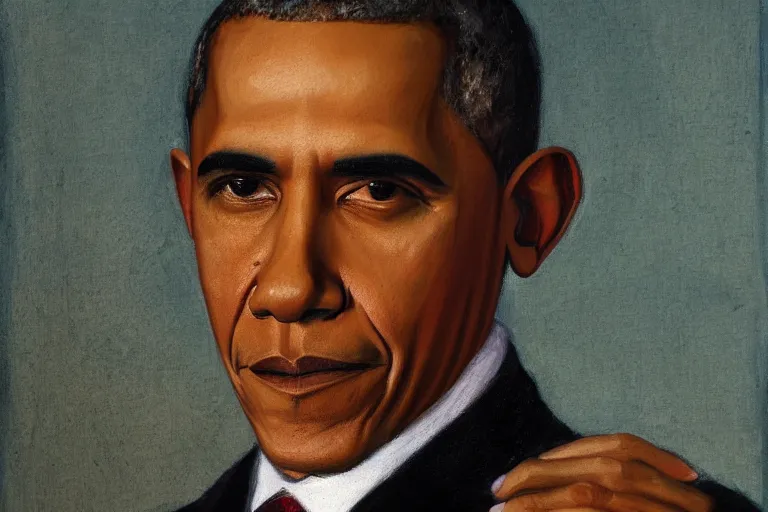 Image similar to painting of obama in the style of renaissance, 8K