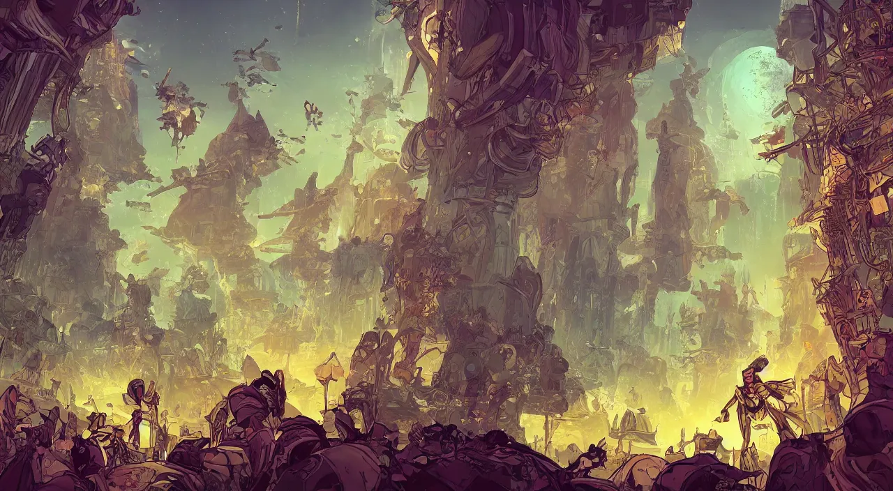 Image similar to vector wonderland bazaar zouk old egypt sky shine epic fantasy painting photoshop that looks like it is from borderlands and by feng zhu and loish and laurie greasley, victo ngai, andreas rocha, john harris