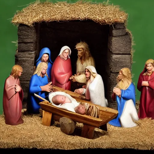 Image similar to among us nativity scene