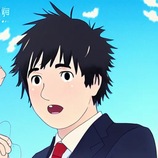 Image similar to Animation of Boris Johnson in Kimi No Na Wa, Your Name, Matoko Shinkai, beautiful, anime, colorful, animation, CoMix Wave Films