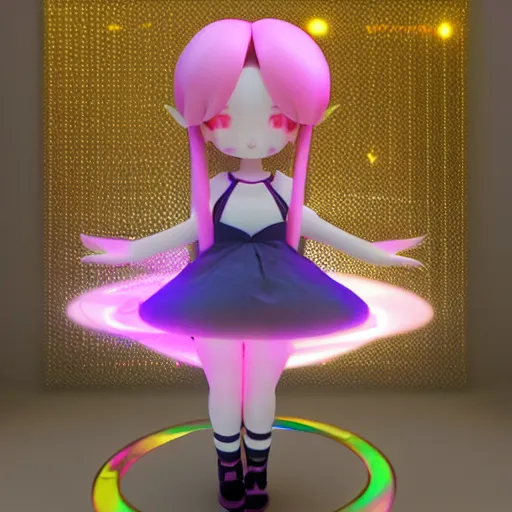 Image similar to cute fumo plush hologram in neo - tokyo, hologram girl, vray