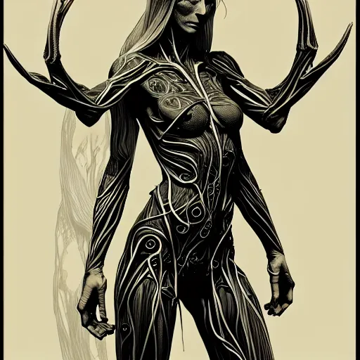 Image similar to centered fullbody elven ,intricate, veins, by Hugo pratt, ultradetailed, charachter design, concept art, trending on artstation,