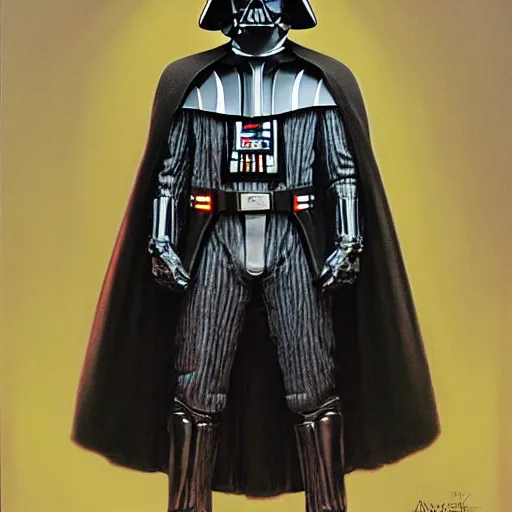 Image similar to portrait of darth vader, by donato giancola, alex ross, howard david johnson, and norman rockwell.