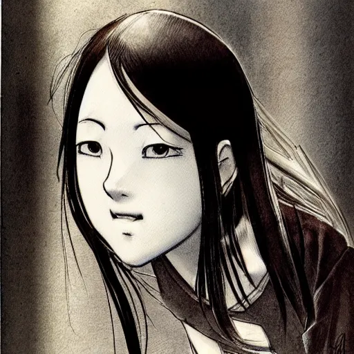Image similar to young girl by hiroaki samura, detailed, manga, illustration