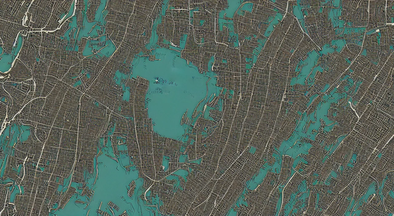 Image similar to highly detailed map of Manhattan, fantasy style, featured on artstation