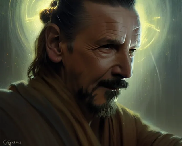 Image similar to qui gon djinn. magical atmosphere. art by greg rutkowski. highly detailed 8 k. intricate. lifelike. soft light. nikon d 8 5 0.