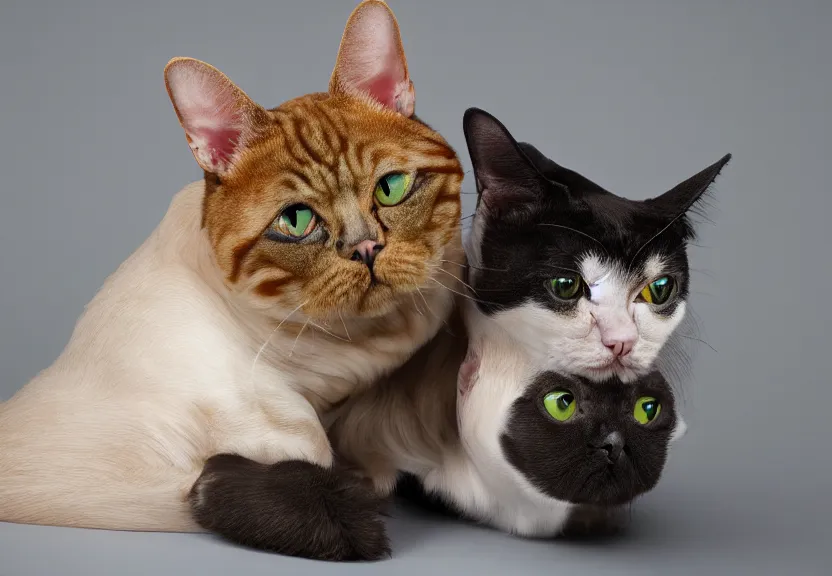 Prompt: conjoined ugly cat cat dog, extra eyes, high resolution photograph