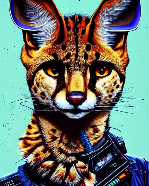 Image similar to a portrait of an anthropomorphic cyberpunk serval by sandra chevrier, by jon foster, detailed render, tape deck, epic composition, cybernetics, 4 k realistic, cryengine, realistic shaded lighting, sharp focus, masterpiece, by enki bilal