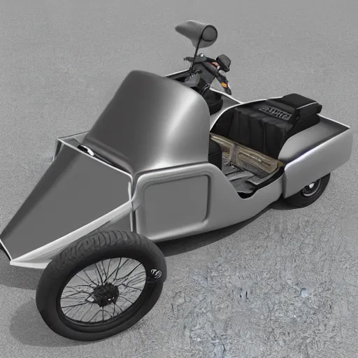 Prompt: sidecar from the motorcycle dnepr mt 1 1,, 3 d render,