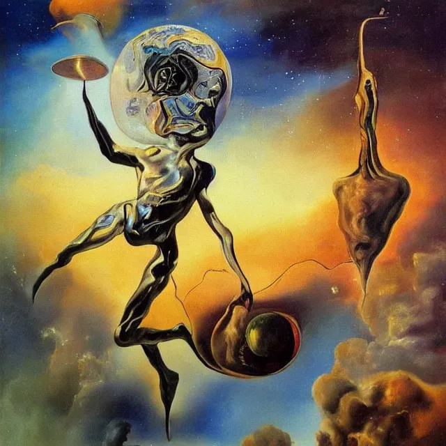 Prompt: a painting of the starchild by salvador dali, dark fantasy art, high detail, trending on artstation