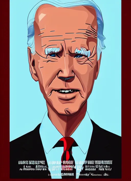 Prompt: biden, steve buscemi portrays united states president joe biden, minimalist movie poster, theatrical poster, fan art, digital art, trending on artstation