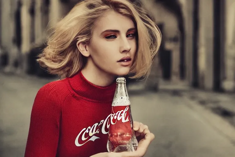 Image similar to beautiful model woman drinking a Coca-Cola by Alessio albi