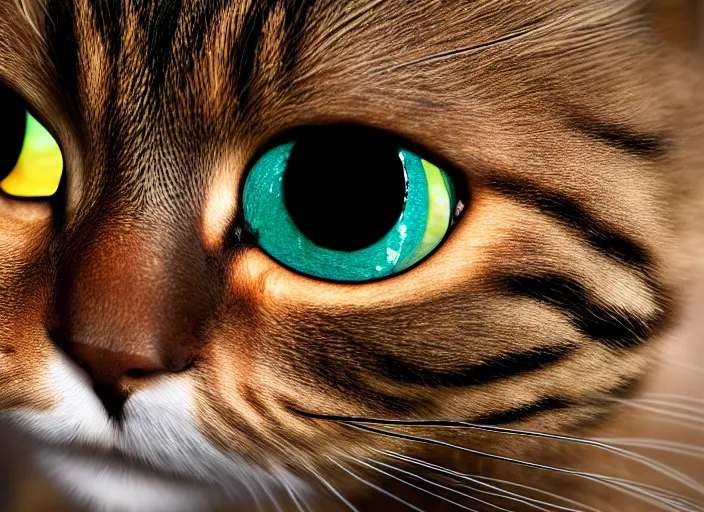 Image similar to 5 5 mm photo of a cyclops cat with one big centered eye. fantasy magic style. highly detailed 8 k. intricate. lifelike. soft light. nikom d 8 5 0. cinematic post - processing