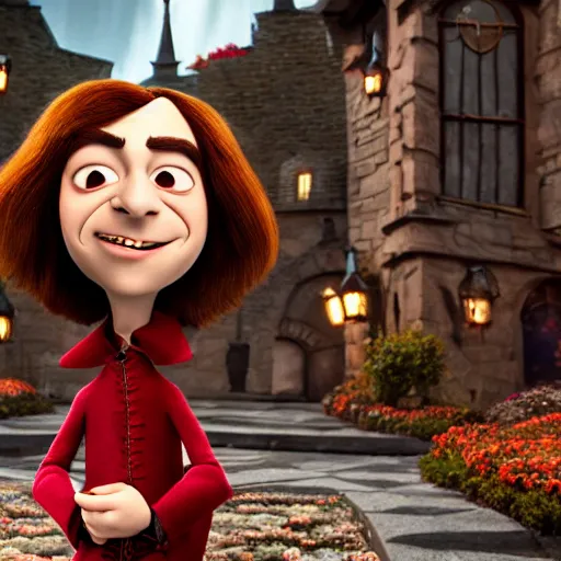 Image similar to lord farquad in a tim burton movie still 4k pixar