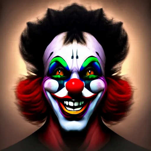 Prompt: dark and black clown jester , highly detailed , digital art, devian art , artstation , trending on artstation , HD , 4k