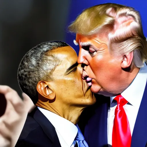 Image similar to obama and trump kissing, 4k