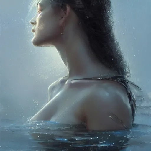 Prompt: a beautiful portrait of a water goddess with transparent skin by Greg Rutkowski and Raymond Swanland, Trending on Artstation, ultra realistic digital art