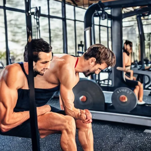 Prompt: jesus working out at the gym