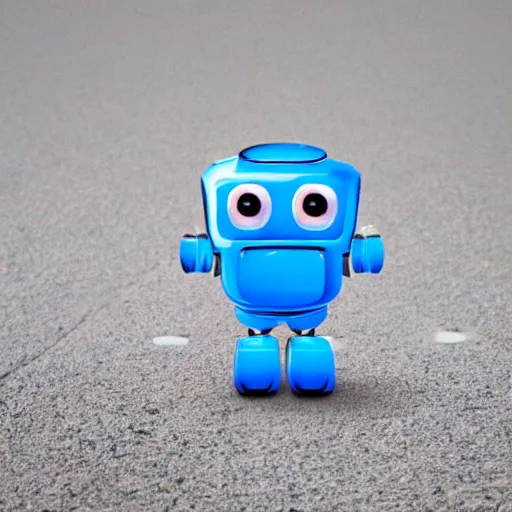 Prompt: a small cute robot with blue eyes