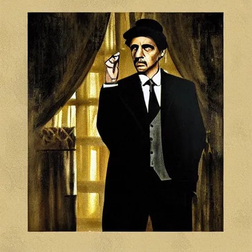 Prompt: The-Godfather painting by Thomas-Montacellinio