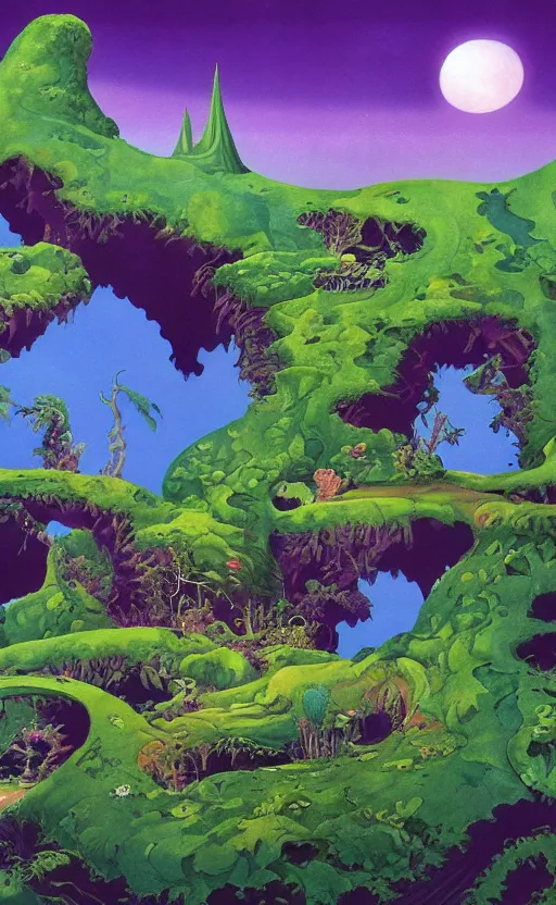 Prompt: the other world in the style of Roger Dean,