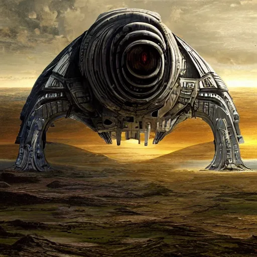 Prompt: a giant spaceship next to Earth in the style of H. R. Giger, realistic painting, high definition, digital art, matte painting, very detailed, realistic
