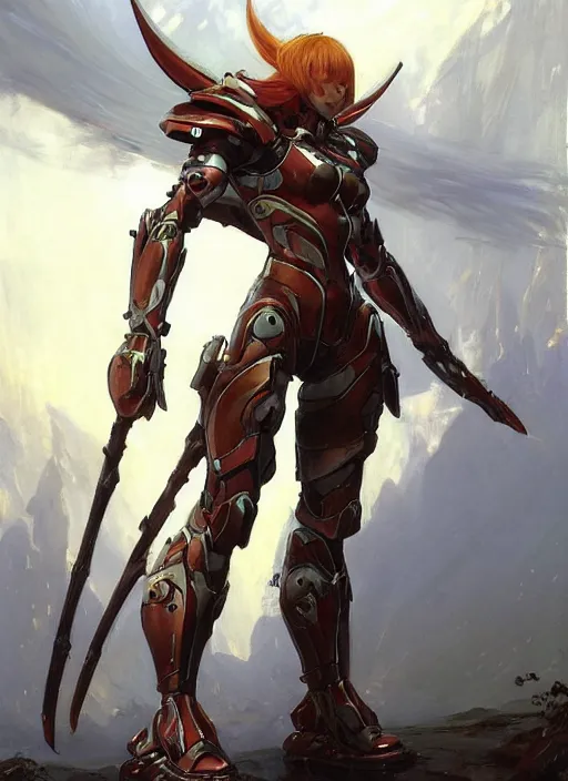 Image similar to character design game art digital 3 d girl viking evangelion cyborg armor by gaston bussiere, anna nikonova aka newmilky, greg rutkowski, yoji shinkawa, yoshitaka amano, tsutomu nihei, muira, moebius, donato giancola, riccardo federici, trending on artstation, featured on pixiv