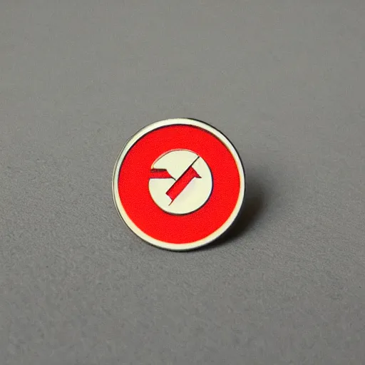 Prompt: a retro minimalistic circle enamel pin of a retro minimalistic clean fire warning label, smooth curves