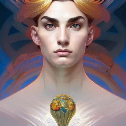 Image similar to symmetry!! intense portrait of mario, intricate, elegant, highly detailed, my rendition, digital painting, artstation, concept art, smooth, sharp focus, illustration, art by artgerm and greg rutkowski and alphonse mucha