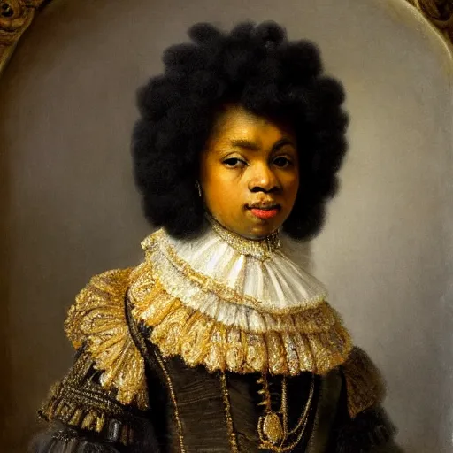 Prompt: french - black - royalty as part of the 1 8 th century aristocracy, looking regal and classic, painted by rembrandt