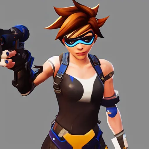 Tracer from Overwatch as a fortnite skin,, Stable Diffusion