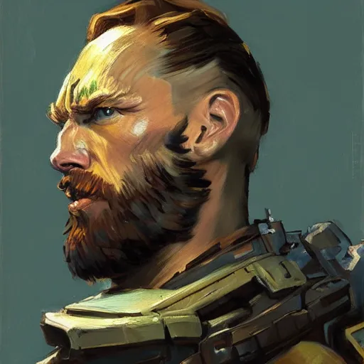 Image similar to greg manchess portrait painting of armored van gogh as overwatch character, medium shot, asymmetrical, profile picture, organic painting, sunny day, matte painting, bold shapes, hard edges, street art, trending on artstation, by huang guangjian, gil elvgren, ruan jia, randy vargas, greg rutkowski