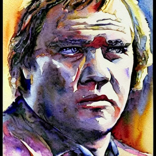 Image similar to watercolor portrait of joe don baker from mitchell ( 1 9 7 5 ), highly detailed, centered