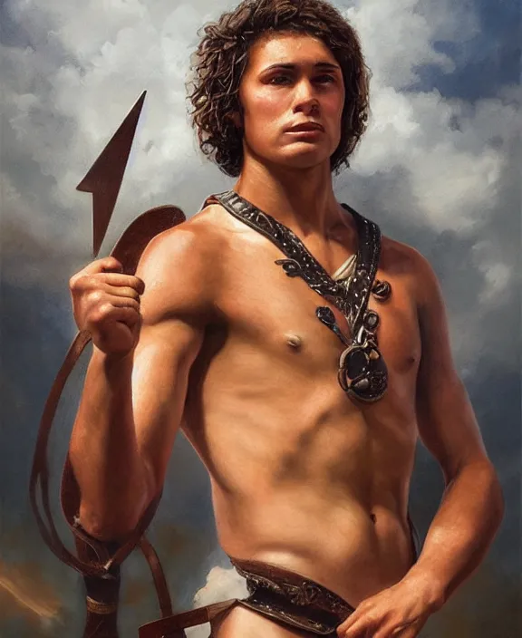 Prompt: portrait of a handsome young latin gladiator, art by denys tsiperko and bogdan rezunenko and franz xaver kosler, hyperrealism, fantasy art