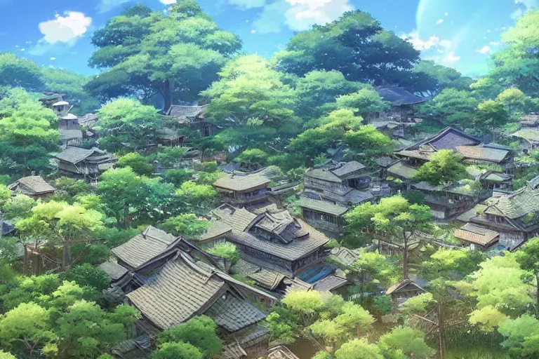 a beautiful overgrown japanese village , wide shot, | Stable Diffusion |  OpenArt
