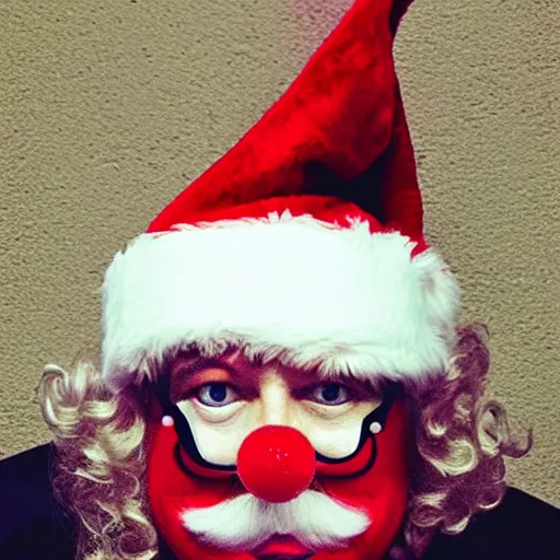 Image similar to santa as a clown