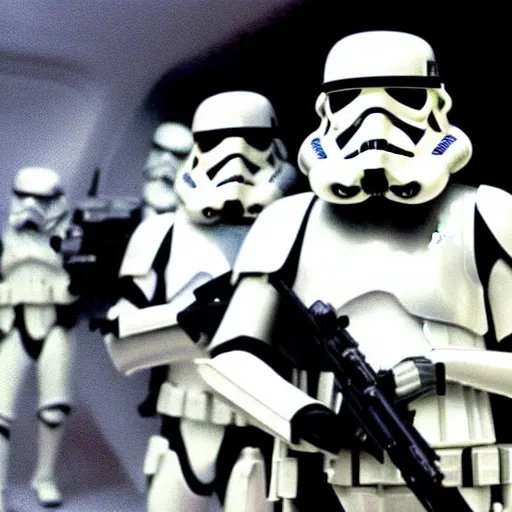 Image similar to a still of jennifer connelly shooting on stormtroopers in the empire strikes back (1980) - W 1080