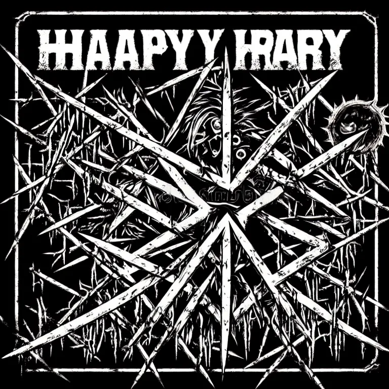 Image similar to heavy trash metal spiky dark creepy dark dirty grungy satanic logo word illustration