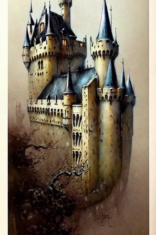 Prompt: (((((1950s fairy tale gothic revival castle city . muted colors.))))) by Jean-Baptiste Monge !!!!!!!!!!!!!!!!!!!!!!!!!!!