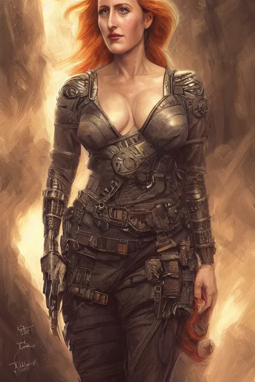 Prompt: young Gillian Anderson as a ruggedly handsome heroine, intricate, elegant, highly detailed, centered, digital painting, artstation, concept art, smooth, sharp focus, illustration, art by artgerm and donato giancola and Joseph Christian Leyendecker, Ross Tran, WLOP