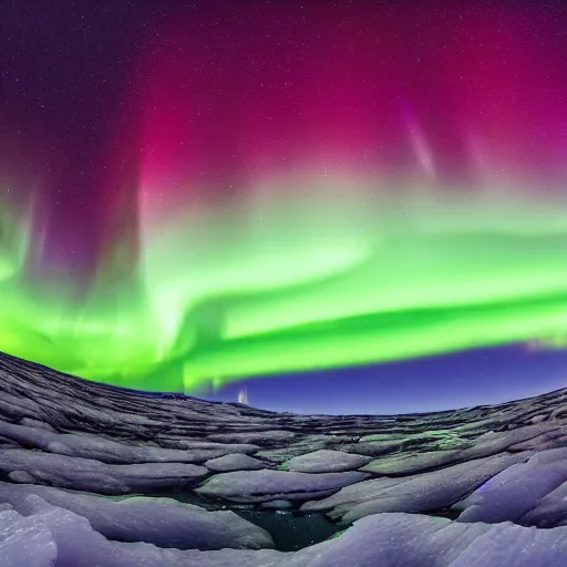 Image similar to professional art of an aurora borealis inside of a glacier, 4 k, 8 k, hd, high quality, highly detailed