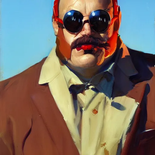 Image similar to greg manchess portrait painting of doctor ivo robotnik, medium shot, asymmetrical, profile picture, organic painting, sunny day, matte painting, bold shapes, hard edges, street art, trending on artstation, by huang guangjian and gil elvgren and sachin teng