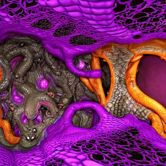 Prompt: detailed shot inside a goddess dragon's cavernous synthetic stomach, the walls purple and pulsing, slimy and hot, lots of acid pooling up on the floor, digesting a bunch humans graphically that ended up inside, food pov, micro pov, vore, digital art, furry art, high quality, 8k 3D realistic, macro art, micro art, Furaffinity, Deviantart, Eka's Portal, G6