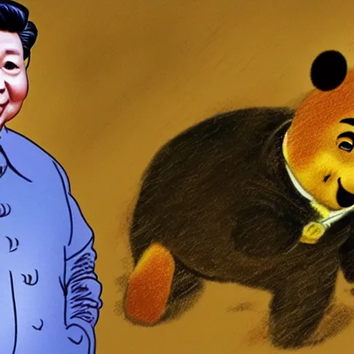 Image similar to President Xi Jinping drawn like Winnie the Pooh