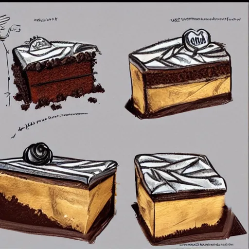 Prompt: highly detailed concept art of a brownie cake