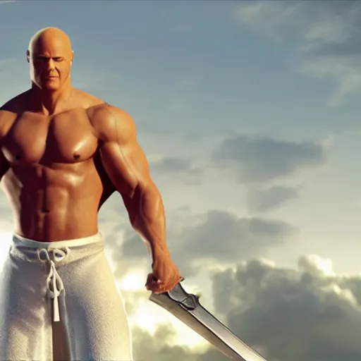 Image similar to mr clean playing sephiroth, 4 k, hollywood still, action movie