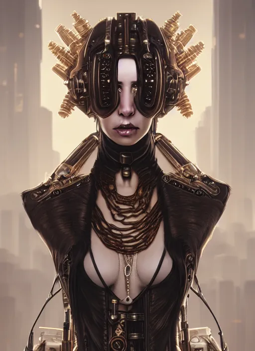 Image similar to soft lustrous ivory ebony biotech raver gutter punk gothic steampunk cyborg, golden ratio, details, scifi, fantasy, cyberpunk, intricate, decadent, highly detailed, digital painting, octane render, artstation, concept art, smooth, sharp focus, illustration, art by artgerm, loish, wlop