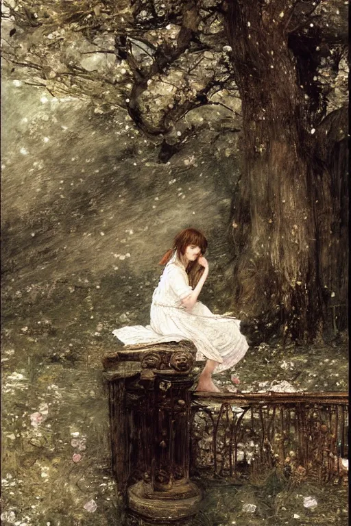 Prompt: dreaming girl by akihiko yoshida and john constable