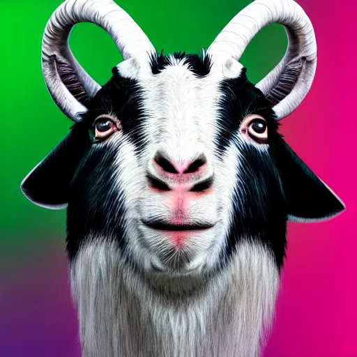 Image similar to andy milonakis as a goat, goat body, human head, anthropomorphic, 4 k, photorealistc, high details