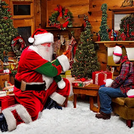 Image similar to Santa Claus real workshop on the North Pole Caught by the US government, Realistic, HDR, Clear Image,